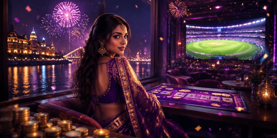 Colorful neon lights background with slot gaming theme in India