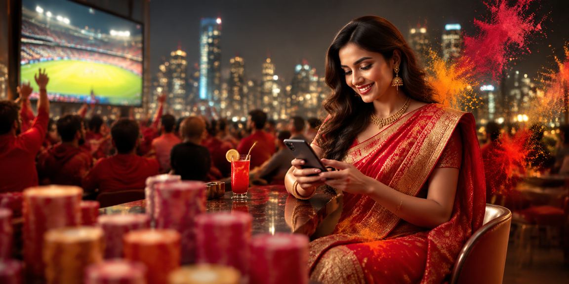 Indian woman making deposit via online payment method wearing traditional saree