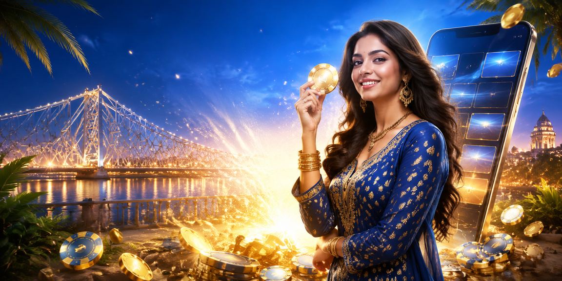 Player browsing casino promotions on mobile in Kolkata near Howrah Bridge